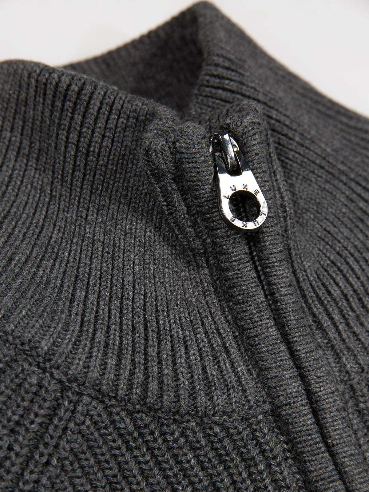 Luke 1977 Watton Plated 1/4 Zip Knitted Jumper - Charcoal