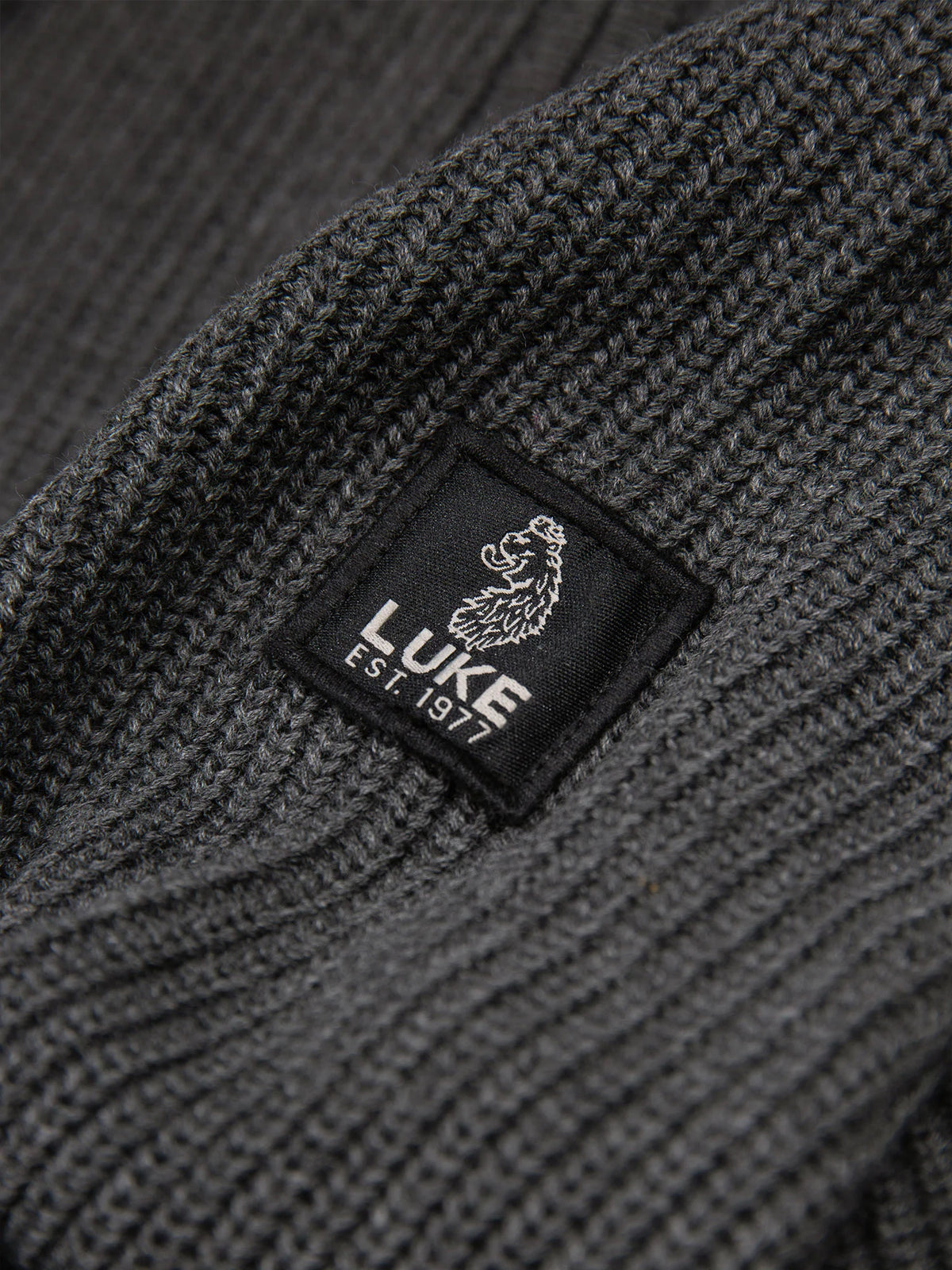 Luke 1977 Watton Plated 1/4 Zip Knitted Jumper - Charcoal