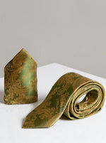 MARC DARCY Paisley Tie & Pocket Square Set - Tan/Gold
