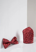 MARC DARCY Bubbles Bow Tie & Pocket Square Set - Wine
