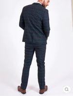 MARC DARCY Eton Tweed Check Blazer - Navy Blue
