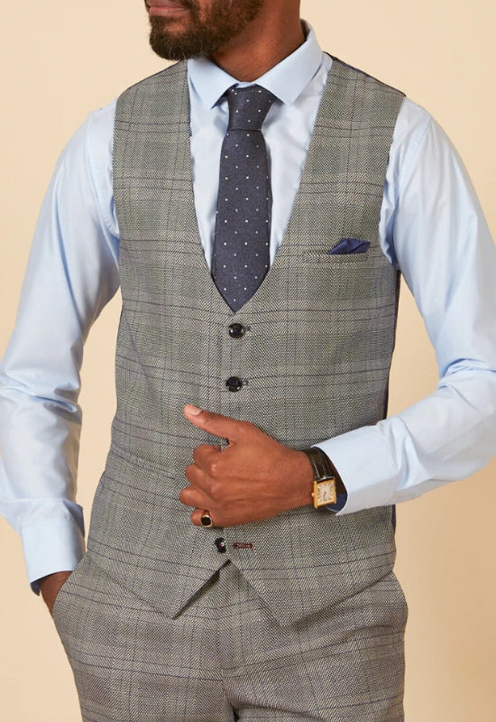 MARC DARCY Jerry Check Waistcoat - Grey