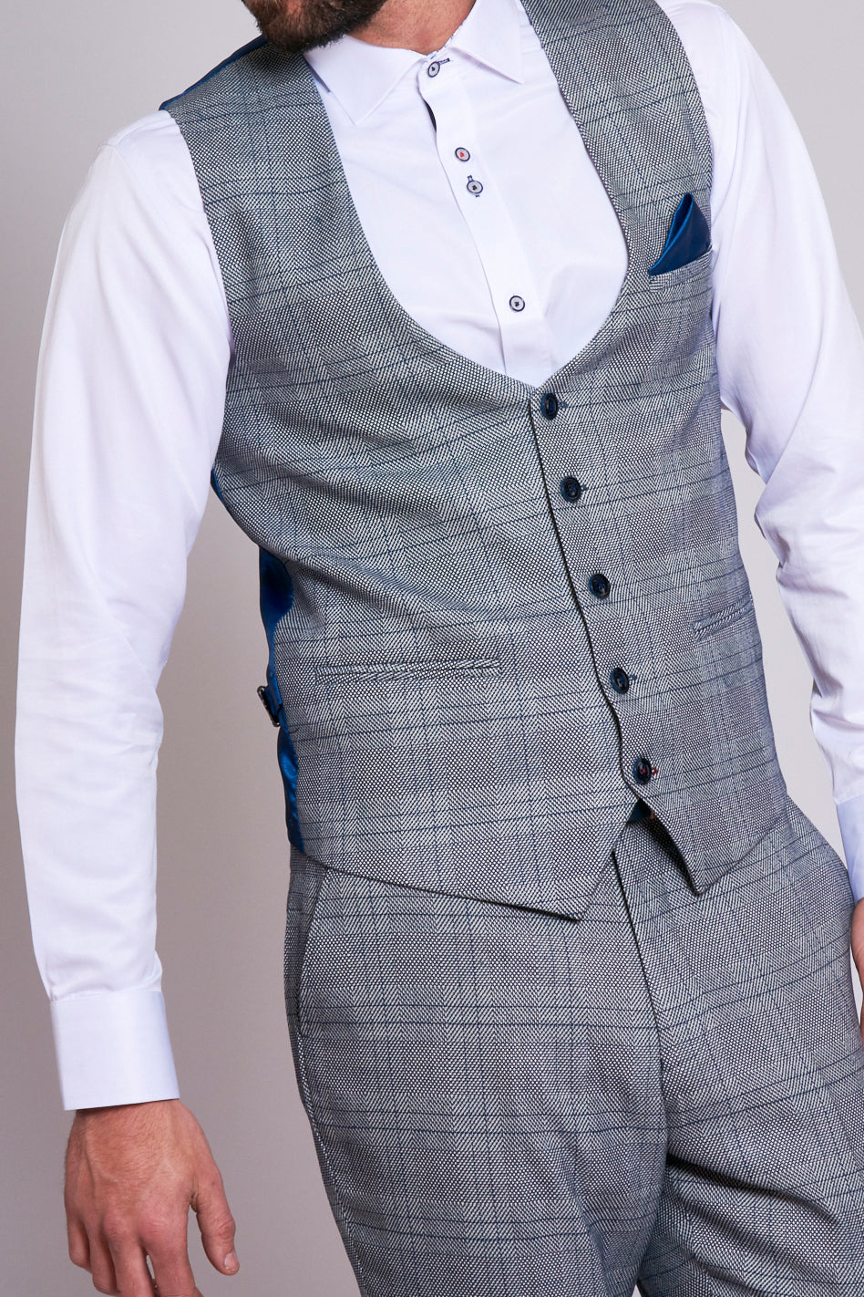 MARC DARCY Jerry Check Waistcoat - Grey
