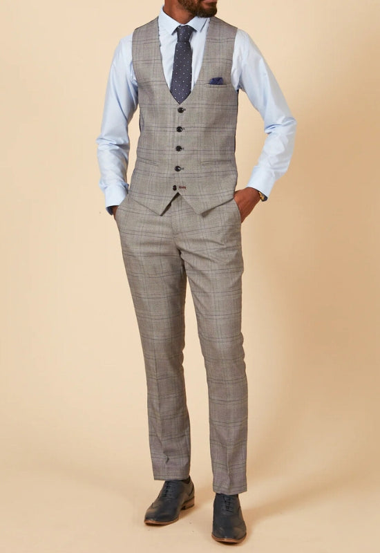 MARC DARCY Jerry Check Waistcoat - Grey