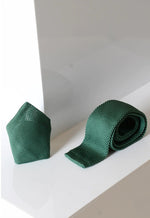 MARC DARCY Knitted Tie & Pocket Square - Olive