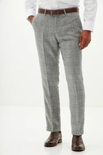 MARC DARCY Kris Tweed Check Trousers - Silver/ Grey