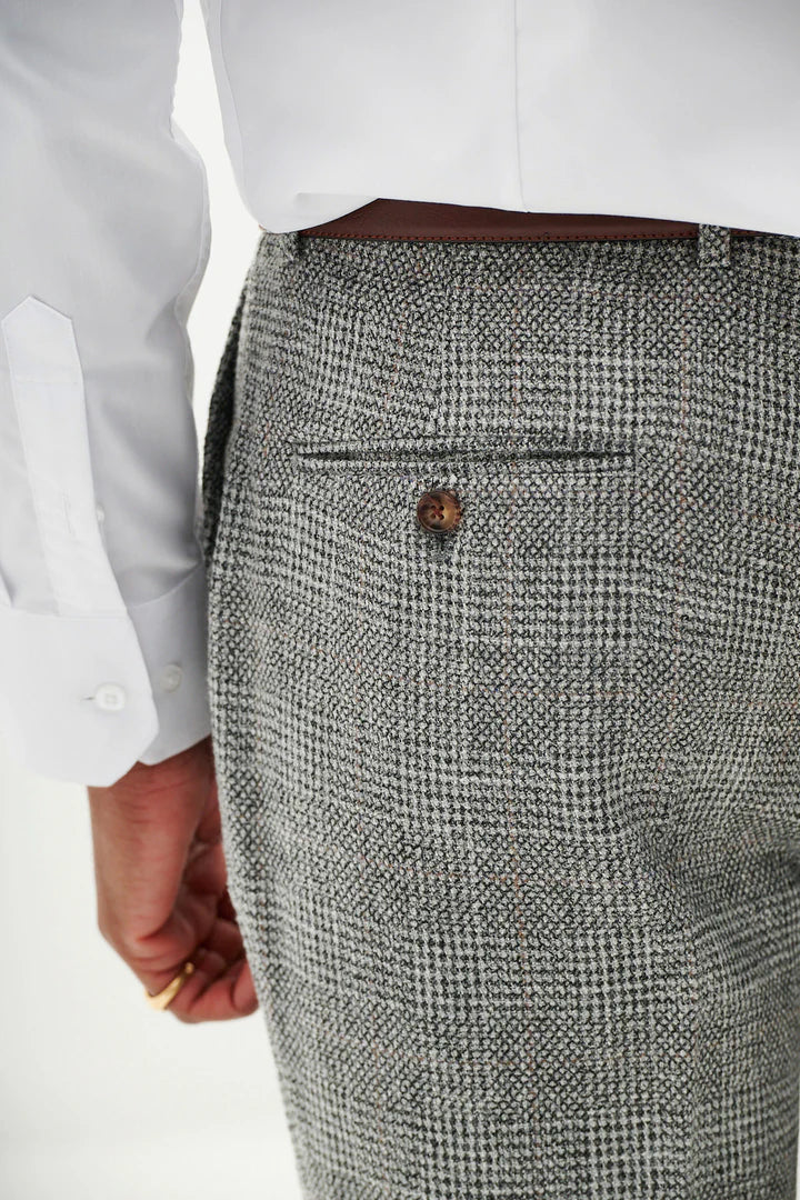 MARC DARCY Kris Tweed Check Trousers - Silver/ Grey
