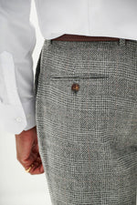 MARC DARCY Kris Tweed Check Trousers - Silver/ Grey