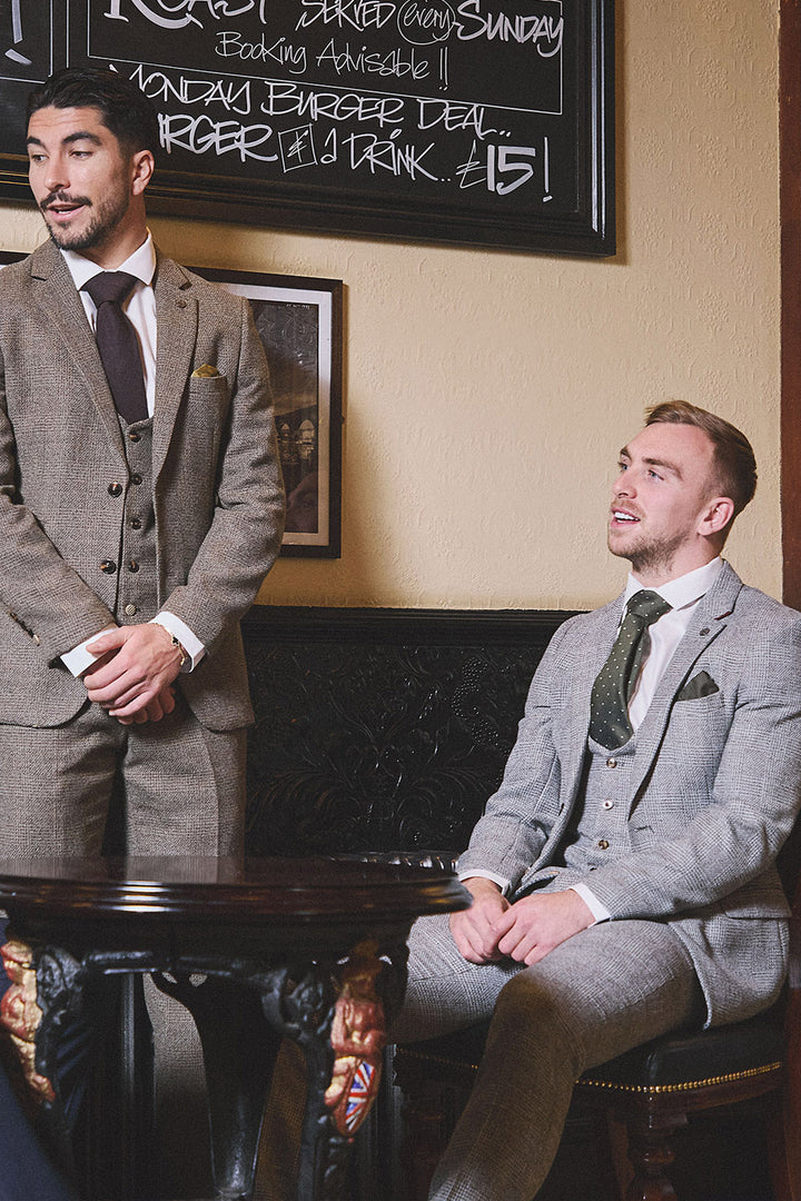 MARC DARCY Kris Tweed Check Trousers - Silver/ Grey