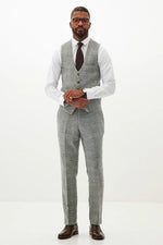 MARC DARCY Kris Tweed Check Trousers - Silver/ Grey