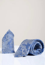 MARC DARCY Paisley Tie & Pocket Square Set - Sky Blue