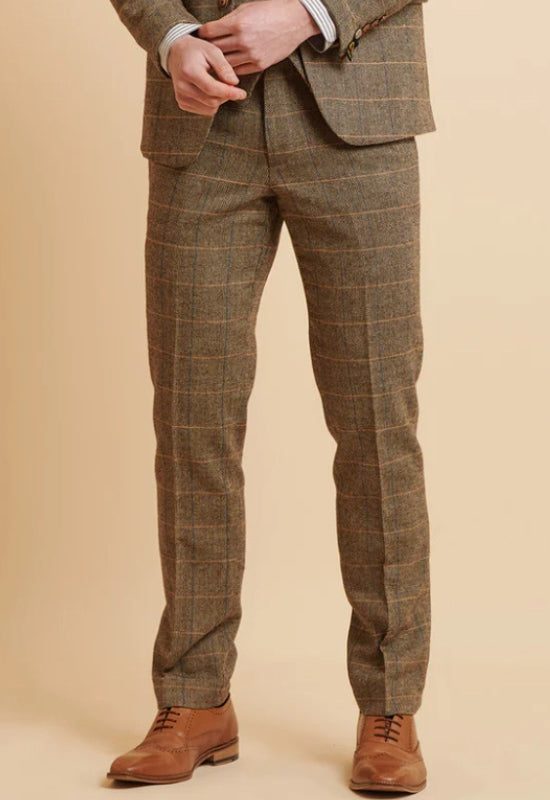 MARC DARCY Ted Check Tweed Trouser - Tan