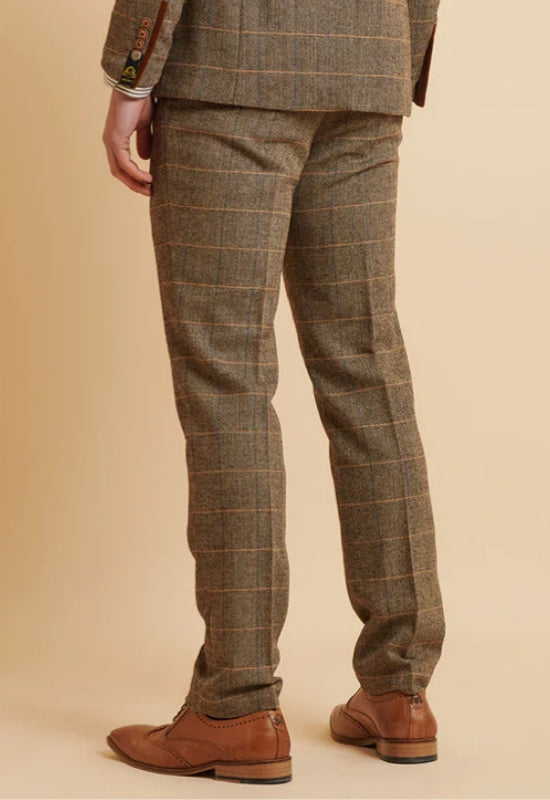 MARC DARCY Ted Check Tweed Trouser - Tan