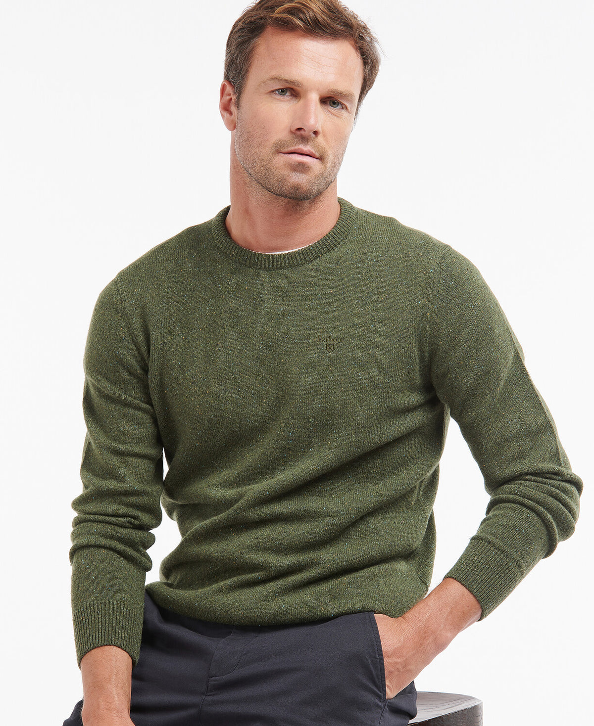 Barbour Tisbury Crew Neck Knitted Jumper - Forest Green