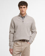 Barbour Grangetown Half Zip Knitted Jumper - Light Grey