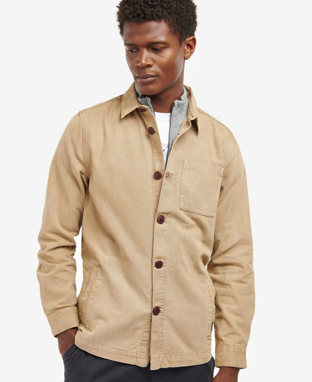 Barbour Washed Overshirt - Washed Stone