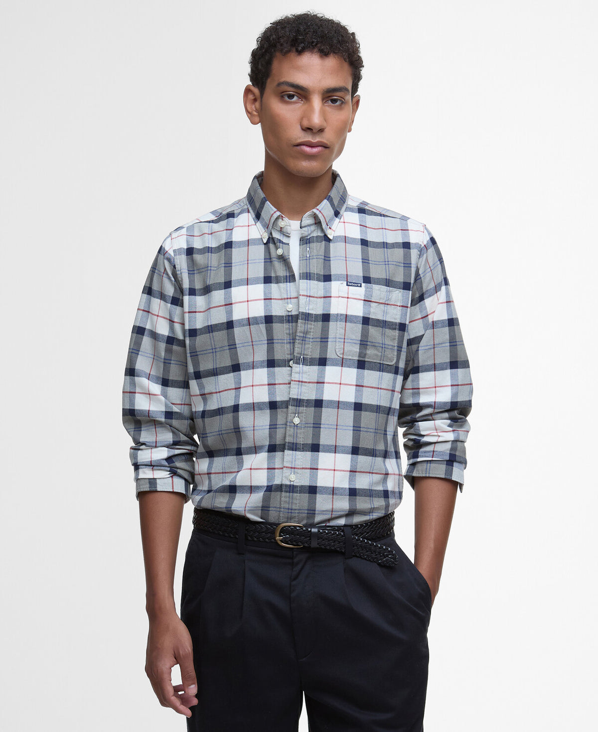 Barbour Lewis Tailored Long Sleeve Check Shirt - Bleached Pine Tartan