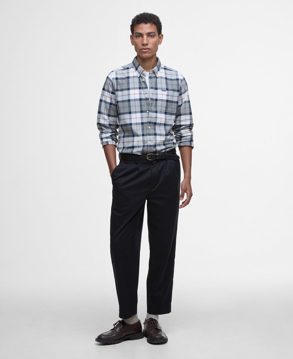 Barbour Lewis Tailored Long Sleeve Check Shirt - Bleached Pine Tartan