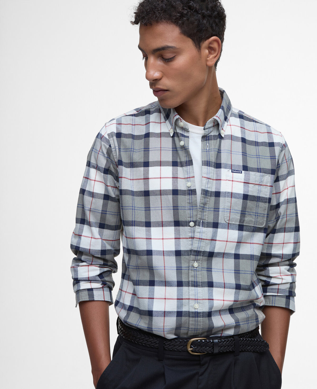 Barbour Lewis Tailored Long Sleeve Check Shirt - Bleached Pine Tartan