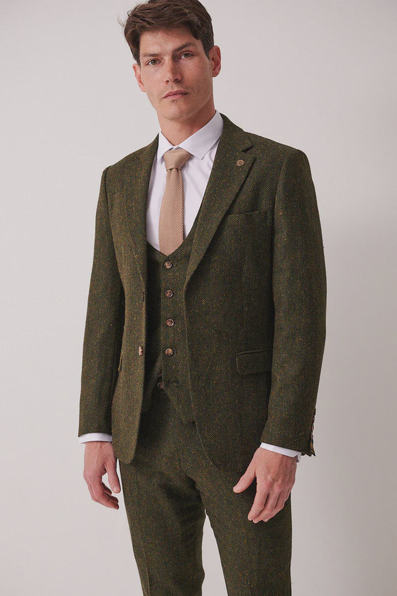 Marc Darcy Dean Tweed Blazer - Olive Green