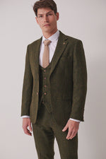 Marc Darcy Dean Tweed Blazer - Olive Green