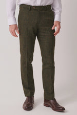 Marc Darcy Dean Tweed Trouser - Olive Green