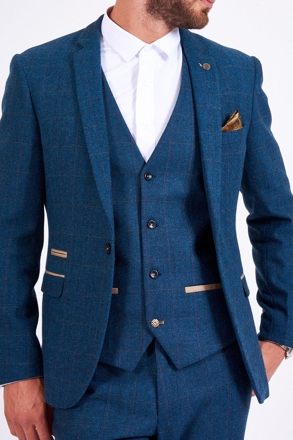 Marc Darcy Dion Check Tweed Blazer - Blue