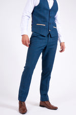 Marc Darcy Dion Check Tweed Trouser - Blue