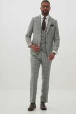MARC DARCY Kris Tweed Check Trousers - Silver/ Grey
