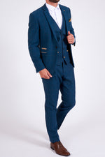 Marc Darcy Dion Check Tweed Waistcoat - Blue