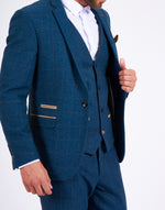 Marc Darcy Dion Check Tweed Waistcoat - Blue