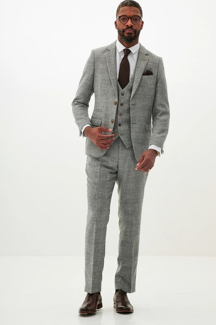 MARC DARCY Kris Tweed Waistcoat - Silver/ Grey