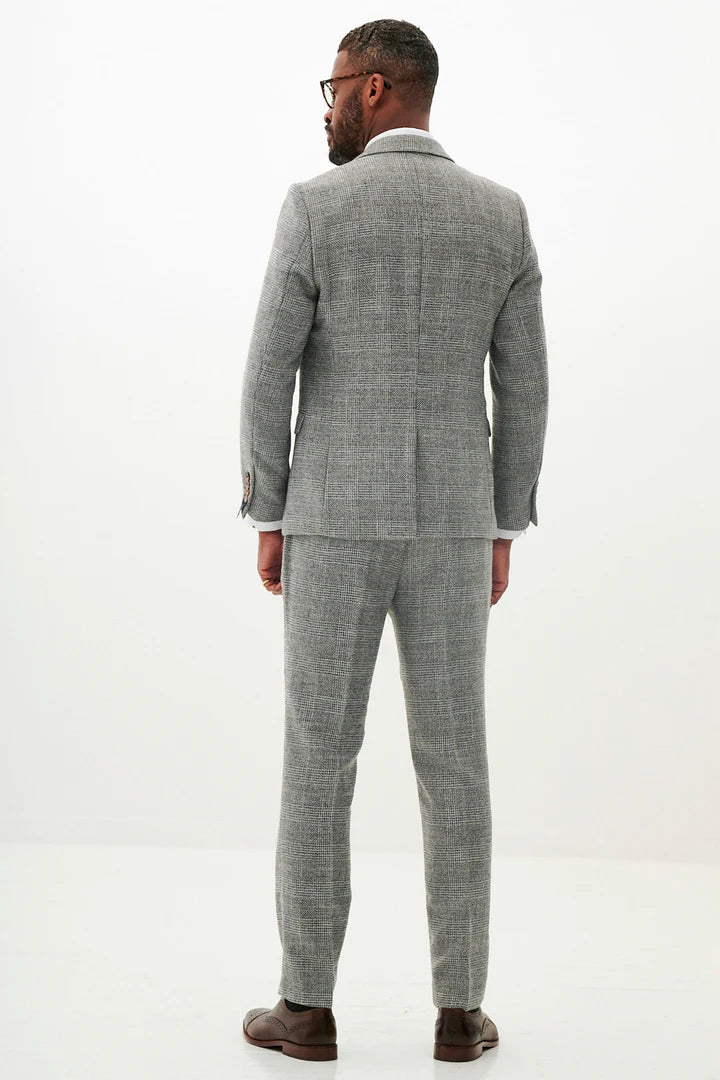 MARC DARCY Kris Tweed Check Trousers - Silver/ Grey