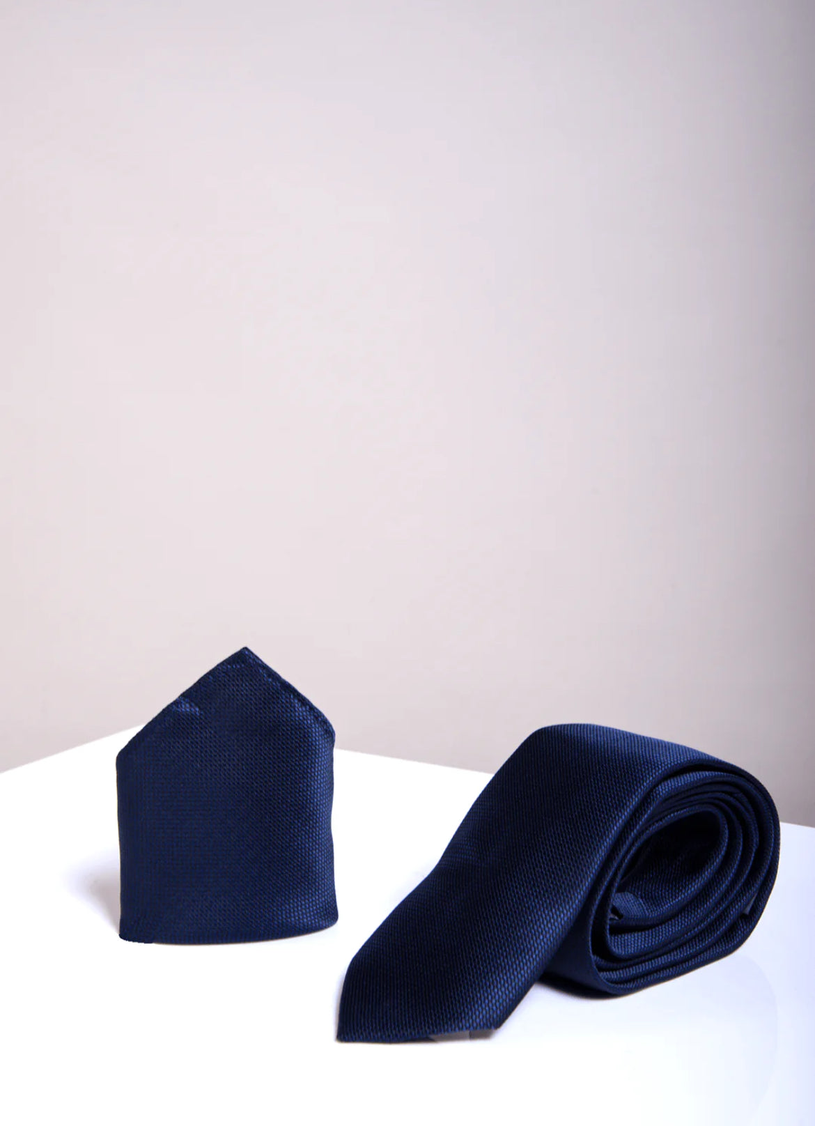 Toby Birdseye Tie & Pocket Square Set Navy Blue