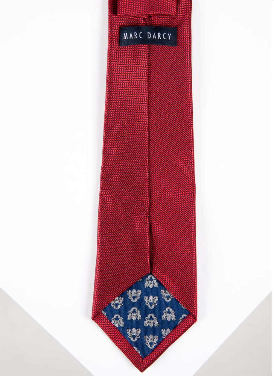 MARC DARCY Toby Birdseye Tie & Pocket Square Set - Wine