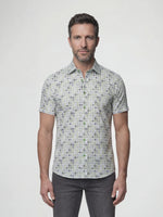 Mish Mash Starburst Short Sleeve Shirt - White & Lime