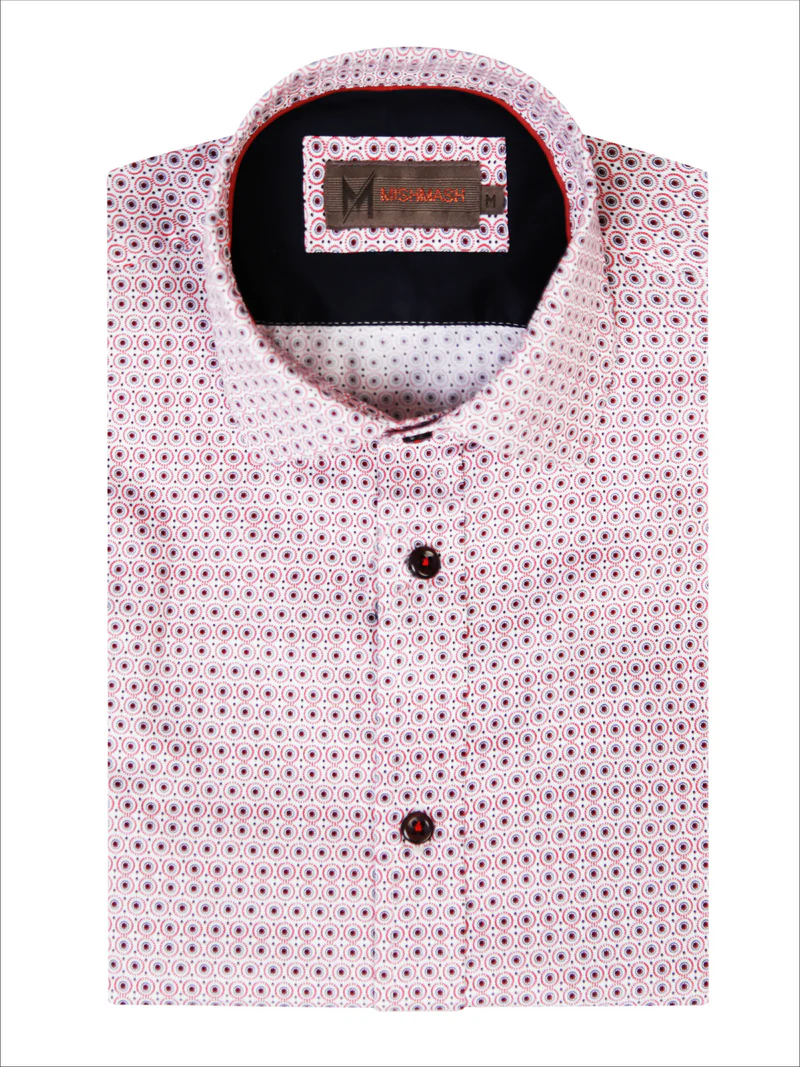 Mish Mash Sol Short Sleeve Shirt - White & Red