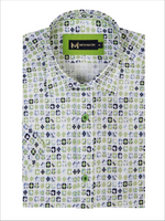 Mish Mash Starburst Short Sleeve Shirt - White & Lime