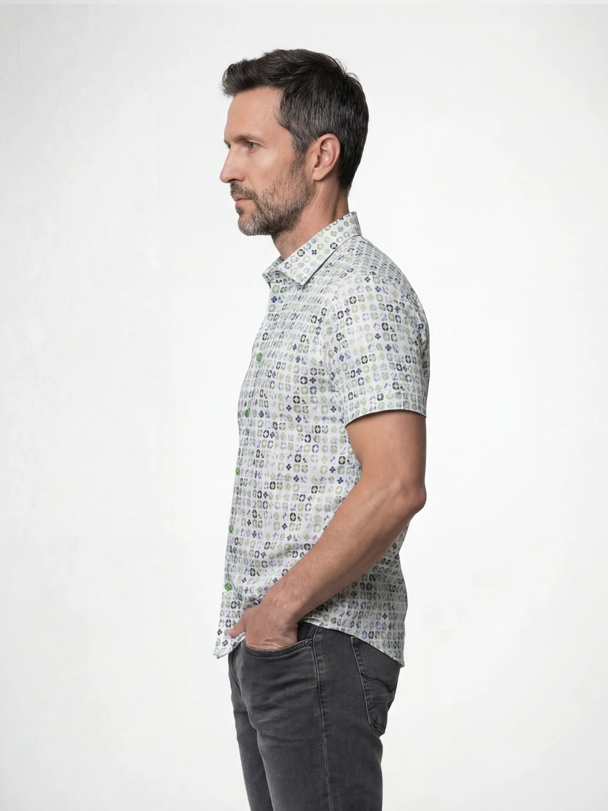 Mish Mash Starburst Short Sleeve Shirt - White & Lime