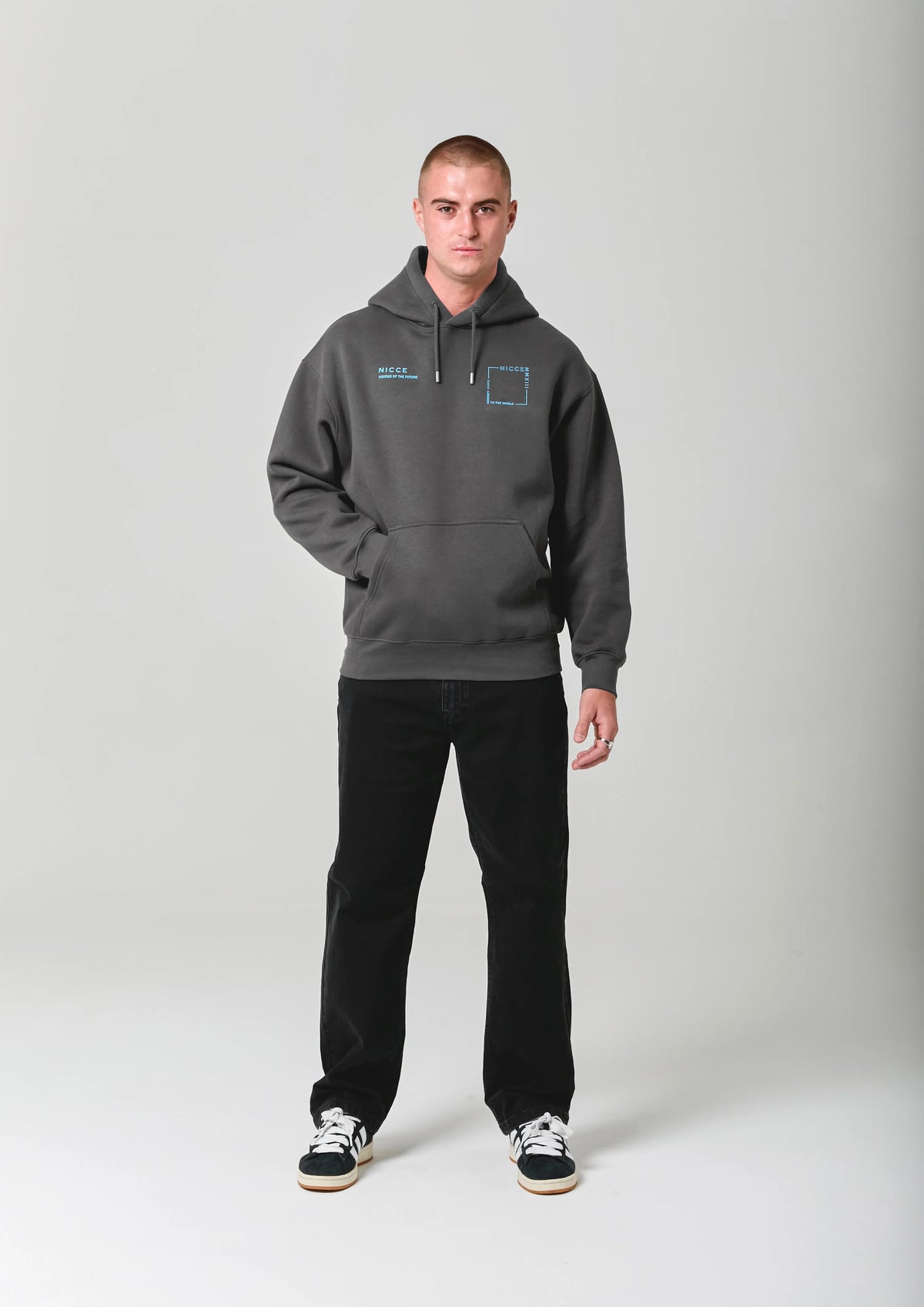 Nicce Bicol Back Graphic Hoody - Charcoal