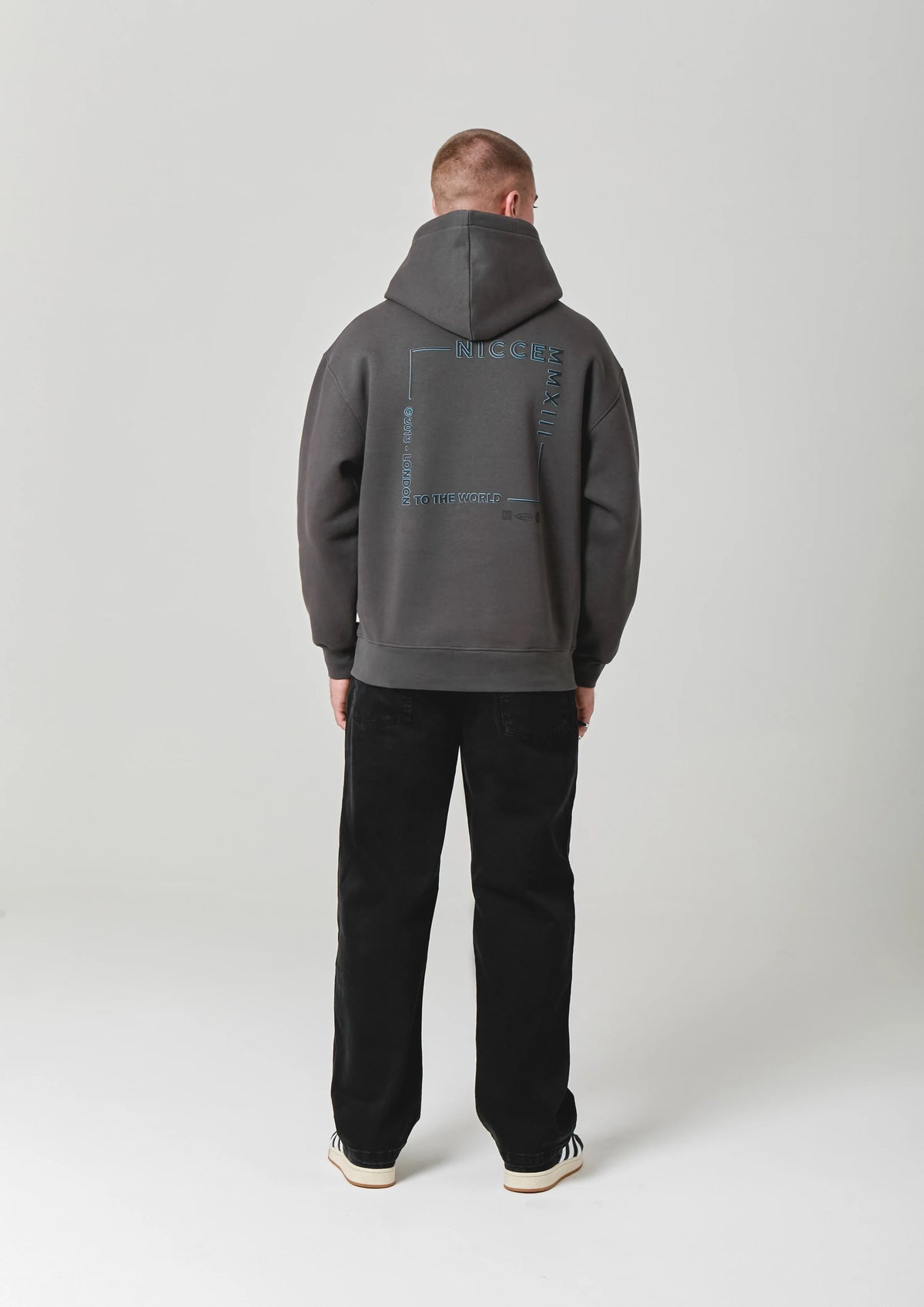 Nicce Bicol Back Graphic Hoody - Charcoal