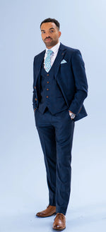 Charles Grey Hadrian Check Waistcoat - Navy Blue
