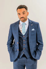 Charles Grey Hadrian Check Waistcoat - Navy Blue