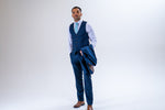 Charles Grey Hadrian Check Waistcoat - Navy Blue