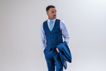 Charles Grey Hadrian Check Waistcoat - Navy Blue