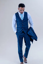 Charles Grey Hadrian Check Waistcoat - Navy Blue