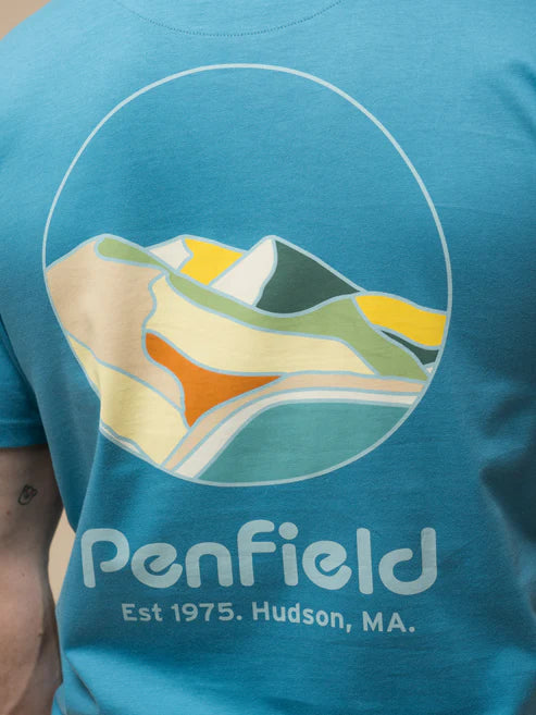 Penfield Circle Landscape Back Print T-Shirt - Niagara Blue