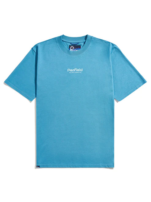 Penfield Circle Landscape Back Print T-Shirt - Niagara Blue