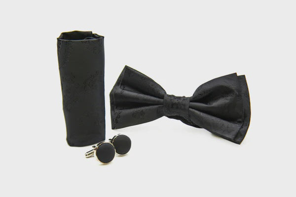 Paul Andrew Paisley Bow Tie Set - Black