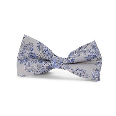 Paul Andrew Kids Paisley Bow Tie Set - Silver & Blue